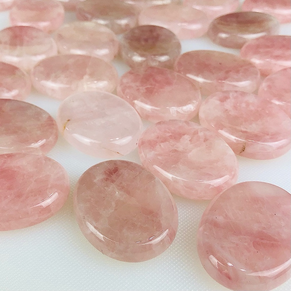 Rose Quartz worry stone palm stone oval thumb stone rock healing crystal gift